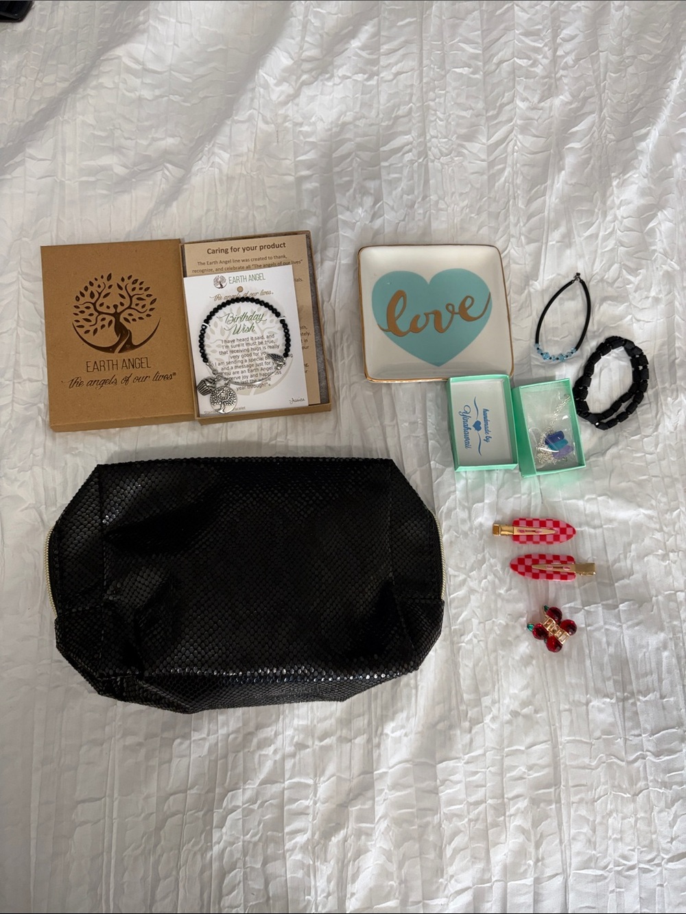 Jewelry bundle with makeup bag
